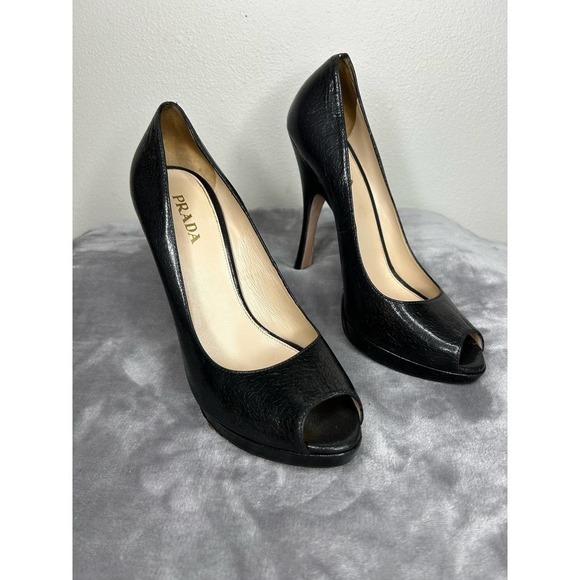 Prada Peeptoe Platform Heels 40 - Picture 4 of 16